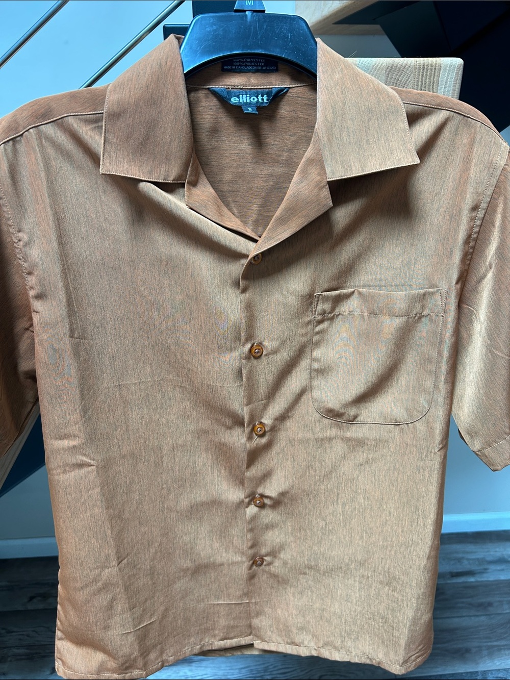 Elliott Men's Short-Sleeve Camp Shirt in burnt orange